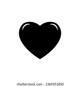 Black heart with shadow isolated on white background. Love concept. Vector flat design