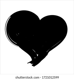 Black heart shape with brush strokes.
