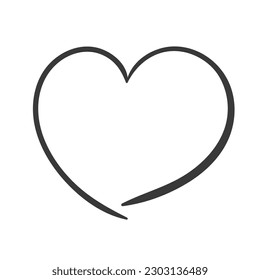 Black heart shape isolated on white background. Vector illustration