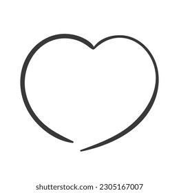 Black heart shape isolated on white background. Vector illustration