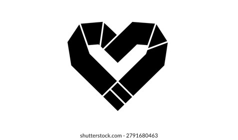 Black heart shape made of blocks