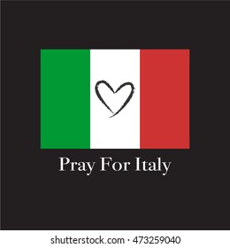 Black heart shape on flag of Italy. Background about pray for Italy earthquake. Vector illustration. EPS10