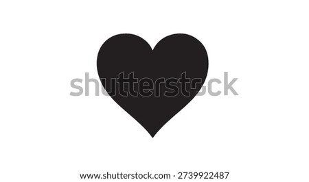 A black heart shape on a white background, symbolizing love and affection.