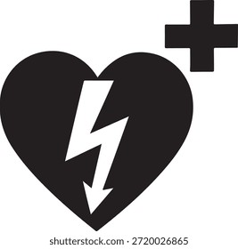 Una forma de corazón negro dividido por un rayo blanco, que representa el dolor emocional.