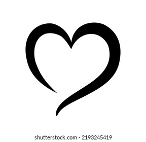 Black heart shape stencil outline silhouette drawing sign.Love symbol.Wedding icon.Decor.Valentine's day.Card.Plotter cut.Laser cutting.Gift.Passion.Vinyl wall sticker decal.T shirt print.Logo. DIY.