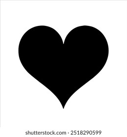 Black heart shape vector silhouette icon symbol illustration design on white background.