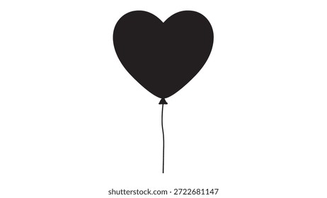 Globo en forma de corazón negro flotando sobre fondo blanco