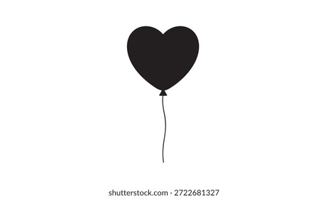 Balão em forma de coração negro flutuando sozinho