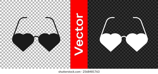 Black Heart shaped love glasses icon isolated on transparent background. Suitable for Valentine day card design.  Vector