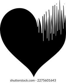 A black heart shaped object with lines coming out of it