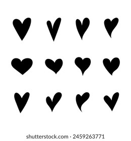 Black Heart Shapes Icon Set Vector Design.