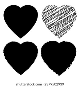 Black Heart Shapes. Symbol of Love. Vector illustration. EPS 10.