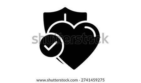 Black heart with shield and check