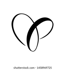 black heart sign. Icon on white background. Vector illustration romantic symbol linked, love, passion and wedding. Template for t shirt, card, poster. Design flat element of valentine day