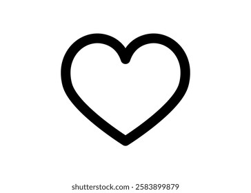 Black heart sign isolated on transparent background, outline icon, symbol of love, St Valentine's Day