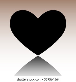 Black Heart sign. Vector illustration with reflection
