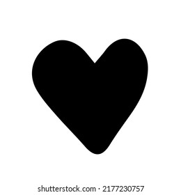 Black heart silhouette doodle style vector illustration isolated on white background