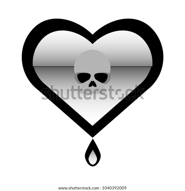 Black Heart Skull One Piece Stock Vector Royalty Free 1040392009