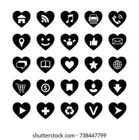 Black Heart Social Media Website Icons