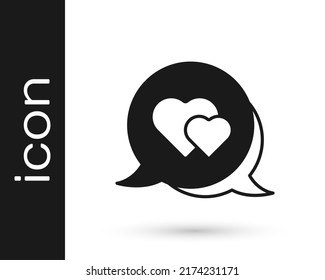 Schwarzes Herz in Sprachblase Symbol einzeln auf weißem Hintergrund. Alles Gute zum Valentinstag!  Vektorgrafik