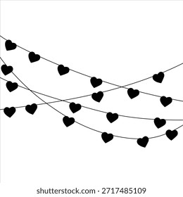 Fondo negro de la guirnalda de las luces de la secuencia del corazón