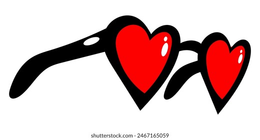Black heart sunglasses icon. Trendy glasses illustration. Vector isolated on white background.