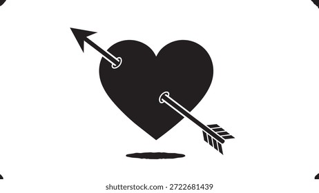 Black heart with two arrows piercing through it