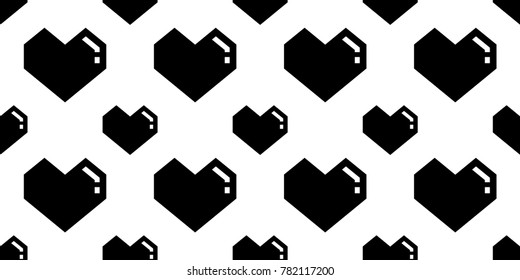 Black Heart Valentine Day Seamless Pattern Vector Love Icon Geometric Isolated Wallpaper