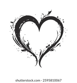 black heart vector, calligraphy romantic design 