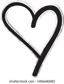 Black heart vector. Hand drawn love icon. Trendy brush heart isolated on white background. Brush stroke grunge symbol for love sign, shape frame and Valentine's day. Creative art sketch, vector