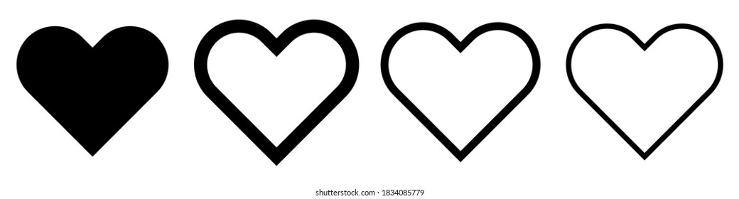 Iconos vectoriales de corazón negro. Ilustración del vector EPS 10