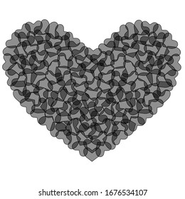 Black heart vector Illustration. Isolated transparent hearts design. Use for printing, posters, T-shirts, textile drawing, print pattern, etc. 