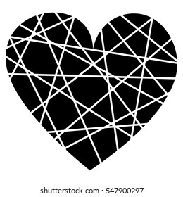 Black heart with white lines