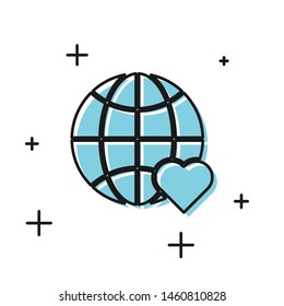 Black The heart world - love icon isolated on white background.  Vector Illustration