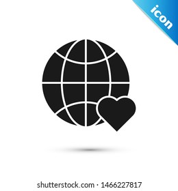 Black The heart world - love icon isolated on white background.  Vector Illustration