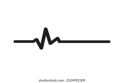 Black heartbeat line on a white background. The minimal design represents a pulse or ECG wave, often associated with health, medicine, and medical diagnostics.