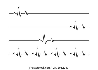 black heartbeat line vector collection