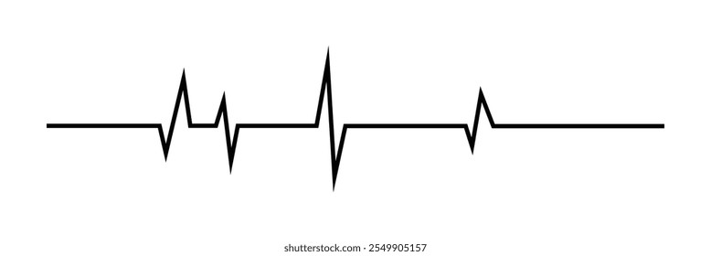 Black Heartbeat pulse vector line icon.  Heart beat cardiogram sign. Vector illustration for medical offers and websites.