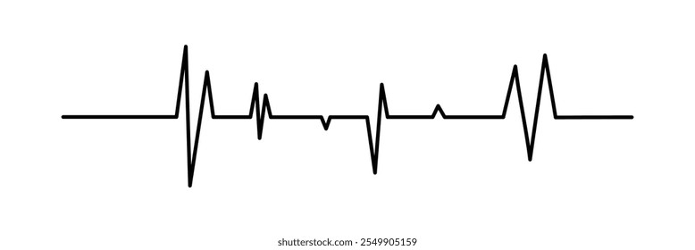 Black Heartbeat pulse vector line icon.  Heart beat cardiogram sign. Vector illustration for medical offers and websites.