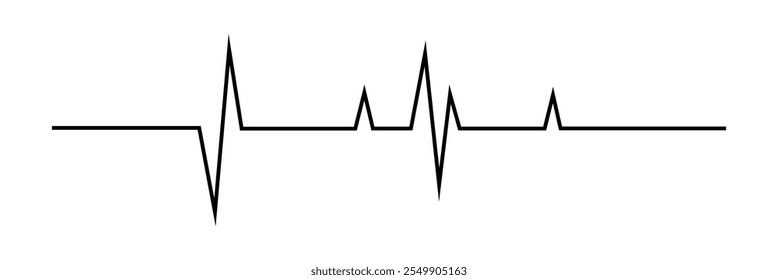 Black Heartbeat pulse vector line icon.  Heart beat cardiogram sign. Vector illustration for medical offers and websites.