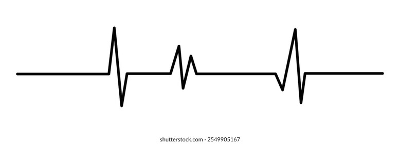 Ícone de linha de vetor de pulso de pulsação preta.  Sinal de cardiograma de batimento cardíaco. Ilustração vetorial para ofertas médicas e sites.