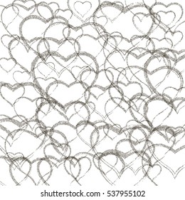 black hearts different sizes. Happy Valentine's Day. stipple effect. white background. vector