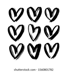 Black Hearts Icon Collection Hand Drawn Stock Vector (Royalty Free ...