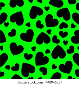 black hearts on a green background
