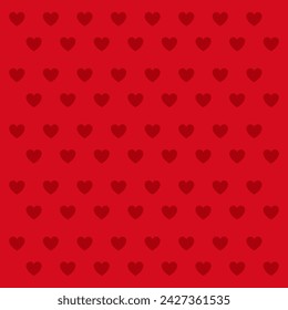 Black Hearts Pattern Background for Valentine's Day. Valentine's Day Vector Decorative Illustration Isolated on Romantic Red Background. Print for Valentine's Day Card. Pattern with Little Hearts.