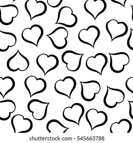 Black hearts pattern on white background.