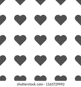 Black hearts pattern seamless on white background vector.