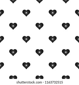 Black hearts pattern seamless on white background vector.