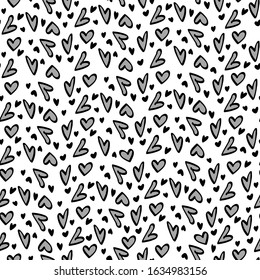 Black hearts seamless pattern romantic background 