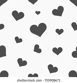 Black hearts seamless pattern. Vector illustration